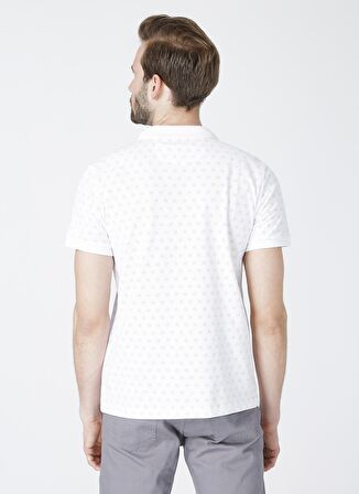 Lee Cooper Polo Yaka Kısa Kol Dar KalıpDesenli Mixed Beyaz Erkek T-Shirt
