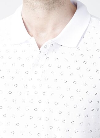 Lee Cooper Polo Yaka Kısa Kol Dar KalıpDesenli Mixed Beyaz Erkek T-Shirt