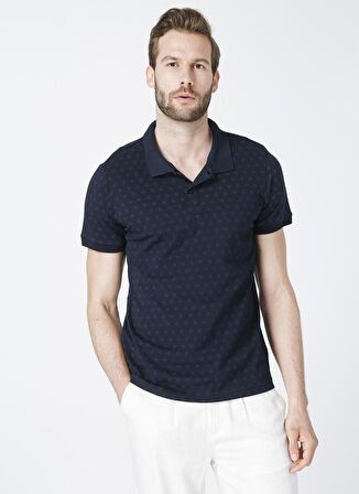 Lee Cooper Polo Yaka Kısa Kol Dar KalıpDesenli Mixed Lacivert Erkek T-Shirt