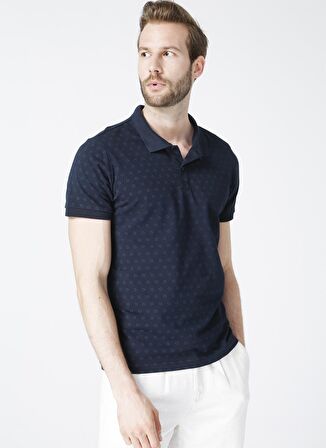 Lee Cooper Polo Yaka Kısa Kol Dar KalıpDesenli Mixed Lacivert Erkek T-Shirt
