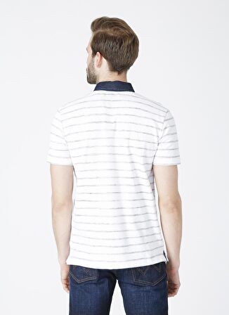 Lee Cooper Bisiklet Yaka Kısa Kol Dar Kalıp Çizgili Matty Beyaz Erkek T-Shirt