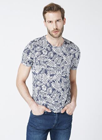Lee Cooper O Yaka İndigo Baskılı Erkek T-Shirt