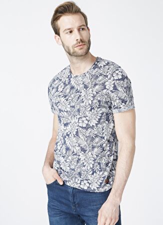 Lee Cooper O Yaka İndigo Baskılı Erkek T-Shirt