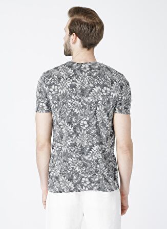 Lee Cooper Bisiklet Yaka Desenli Gri Erkek T-Shirt