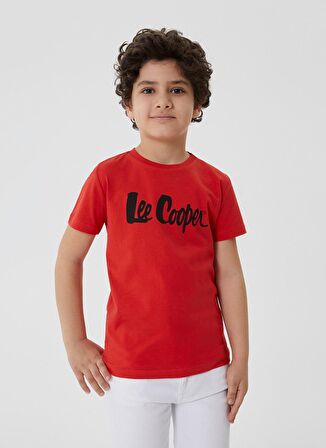 Lee Cooper Bisiklet Yaka Kısa Kol Baskılı Kırmızı Erkek Çocuk T-Shirt