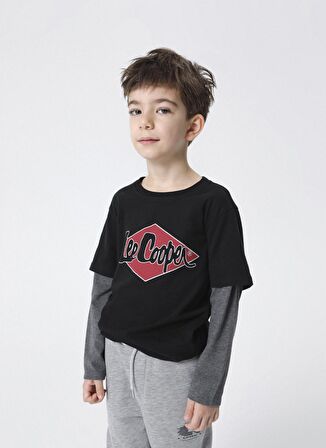 Lee Cooper Baskılı Siyah Erkek Çocuk T-Shirt 221 LCB 242001 MATT SIYAH