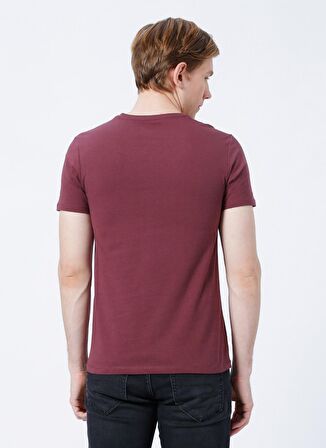 Lee Cooper Bisiklet Yaka Slim Fit Baskılı Mürdüm Erkek T-Shirt - 222 LCM 242022 Against