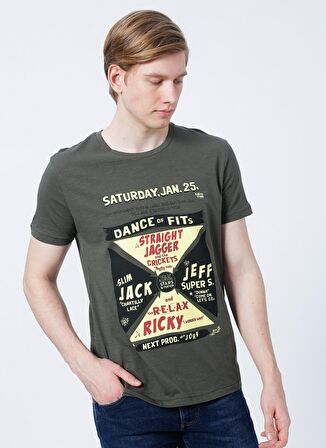 Lee Cooper 222 Lcm 242030 Kenway Bisiklet Yaka Slim Fit Baskılı Haki Erkek T-Shirt