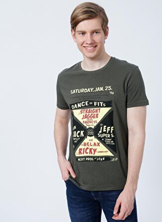 Lee Cooper 222 Lcm 242030 Kenway Bisiklet Yaka Slim Fit Baskılı Haki Erkek T-Shirt