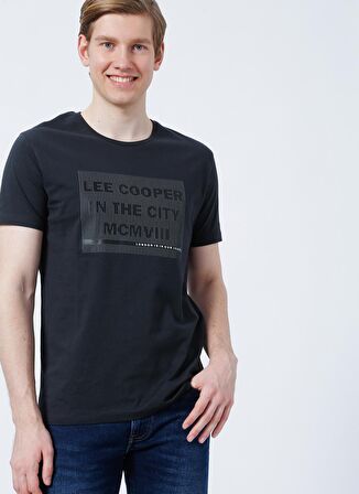 Lee Cooper 222 Lcm 242037 Patrice Bisiklet Yaka Slim Fit Baskılı Antrasit Erkek T-Shirt