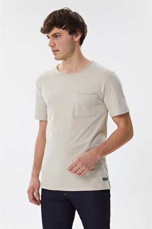 Lee Cooper Bisiklet Yaka Slim Fit Düz Bej Erkek T-Shirt - 222 Lcm 242042 Daniel