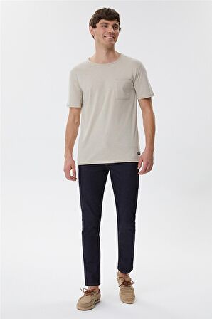 Lee Cooper Bisiklet Yaka Slim Fit Düz Bej Erkek T-Shirt - 222 Lcm 242042 Daniel