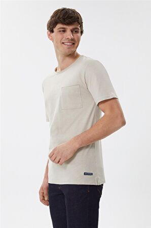 Lee Cooper Bisiklet Yaka Slim Fit Düz Bej Erkek T-Shirt - 222 Lcm 242042 Daniel
