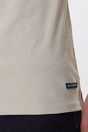 Lee Cooper Bisiklet Yaka Slim Fit Düz Bej Erkek T-Shirt - 222 Lcm 242042 Daniel
