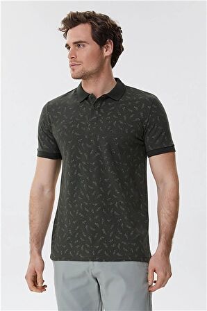 Lee Cooper Polo Yaka Desenli Yeşil Erkek T-Shirt 222 LCM 242050 BERNARD OLIVE