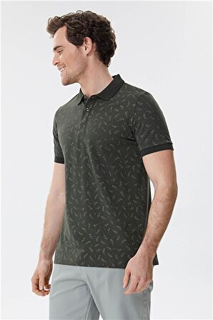 Lee Cooper Polo Yaka Desenli Yeşil Erkek T-Shirt 222 LCM 242050 BERNARD OLIVE