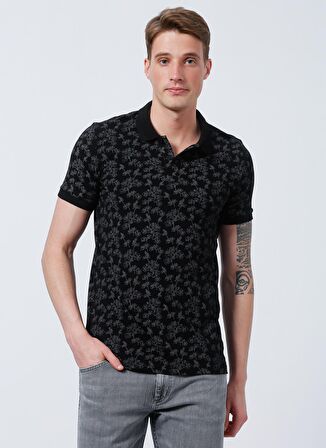 Lee Cooper 222 Lcm 242051 Bradley Slim Fit Desenli Siyah Erkek Polo T-Shirt