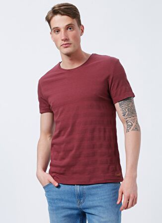 Lee Cooper Bisiklet Yaka Düz Gül Kurusu Erkek T-Shirt 222 LCM 242053 BAINES K. GUL KURUSU