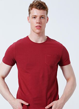 Lee Cooper Bisiklet Yaka Pike Desenli Bordo Erkek T-Shirt 222 LCM 242054 TWINGO