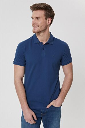 Lee Cooper Polo Yaka Pike Desenli Mavi Erkek T-Shirt 222 LCM 242057 TWINS INDIGO