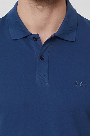 Lee Cooper Polo Yaka Pike Desenli Mavi Erkek T-Shirt 222 LCM 242057 TWINS INDIGO