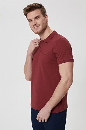 Lee Cooper Polo Yaka Pike Desenli Bordo Erkek T-Shirt 222 LCM 242057 TWINS BORDO