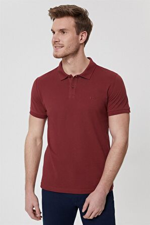 Lee Cooper Polo Yaka Pike Desenli Bordo Erkek T-Shirt 222 LCM 242057 TWINS BORDO