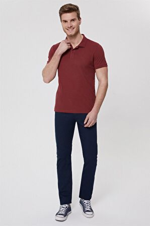 Lee Cooper Polo Yaka Pike Desenli Bordo Erkek T-Shirt 222 LCM 242057 TWINS BORDO