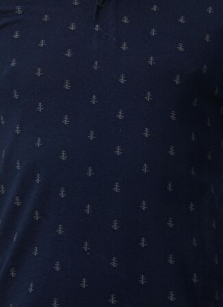 Lee Cooper Polo Yaka Desenli Lacivert Erkek T-Shirt 222 LCM 242058 PINE LACIVERT