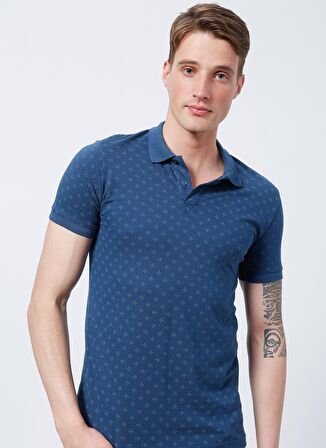 Lee Cooper Polo Yaka Desenli Lacivert Erkek T-Shirt 222 LCM 242060 POLITE INDIGO