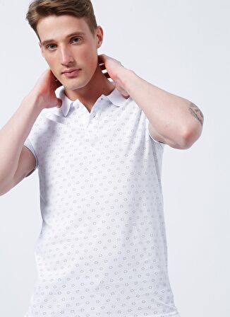 Lee Cooper Polo Yaka Desenli Beyaz Erkek T-Shirt 222 LCM 242061 MIXED BEYAZ