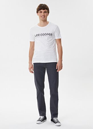 Lee Cooper 222 Lcm 242069 Cox BisikletYaka Slim Fit Baskılı Beyaz Erkek T-Shirt