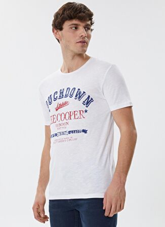 Lee Cooper Bisiklet Yaka Slim Fit Baskılı Beyaz Erkek T-Shirt - 222 Lcm 242074 Touch