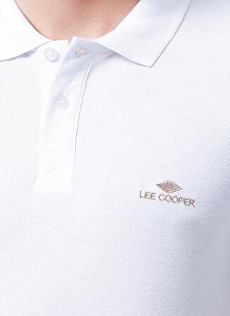 Lee Cooper 222 Lcm 242077 Big Twins Regular Fit Pike Desenli Beyaz Erkek Polo T-Shirt