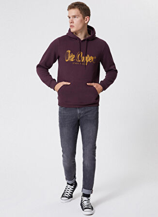 Lee Cooper Kapüşonlu Regular Fit Baskılı Mürdüm Erkek Şardonlu Sweatshirt 231 LCM 241014 GREGORY