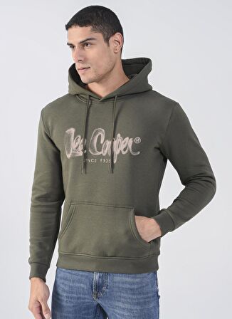 Lee Cooper Kapüşonlu Regular Fit Baskılı Haki Erkek Şardonlu Sweatshirt 231 LCM 241014 GREGORY