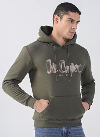 Lee Cooper Kapüşonlu Regular Fit Baskılı Haki Erkek Şardonlu Sweatshirt 231 LCM 241014 GREGORY