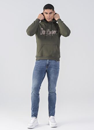 Lee Cooper Kapüşonlu Regular Fit Baskılı Haki Erkek Şardonlu Sweatshirt 231 LCM 241014 GREGORY