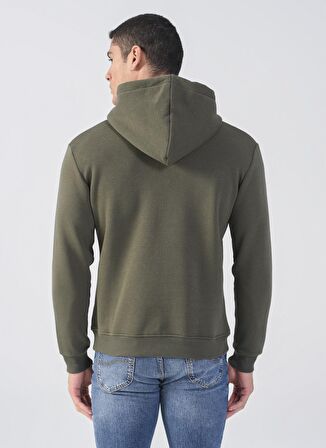 Lee Cooper Kapüşonlu Regular Fit Baskılı Haki Erkek Şardonlu Sweatshirt 231 LCM 241014 GREGORY