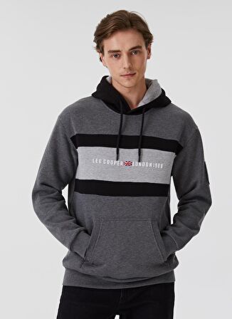 Lee Cooper Kapüşonlu Regular Fit Baskılı Antrasit Erkek Şardonlu Sweatshirt 231 LCM 241014 GREGORY