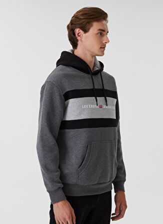 Lee Cooper Kapüşonlu Regular Fit Baskılı Antrasit Erkek Şardonlu Sweatshirt 231 LCM 241014 GREGORY