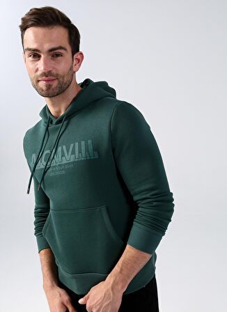 Lee Cooper Kapüşonlu Regular Fit Baskılı Zümrüt Yeşili Erkek Şardonlu Sweatshirt 231 LCM 241016 GAREN