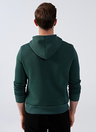 Lee Cooper Kapüşonlu Regular Fit Baskılı Zümrüt Yeşili Erkek Şardonlu Sweatshirt 231 LCM 241016 GAREN