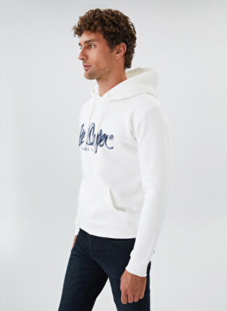 Lee Cooper Kapüşonlu Regular Fit Baskılı Kırık Beyaz Erkek Şardonlu Sweatshirt 231 LCM 241020 TESS OFF WHITE