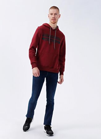 Lee Cooper Kapüşonlu Regular Fit Baskılı Mürdüm Erkek Şardonlu Sweatshirt 231 LCM 241020 TESS