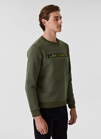 Lee Cooper Kapüşonlu Regular Fit Baskılı Haki Erkek Şardonlu Sweatshirt 231 LCM 241020 TESS