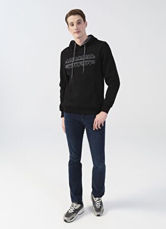 Lee Cooper Kapüşonlu Regular Fit Baskılı Siyah Erkek Şardonlu Sweatshirt 231 LCM 241020 TESS