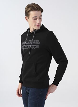 Lee Cooper Kapüşonlu Regular Fit Baskılı Siyah Erkek Şardonlu Sweatshirt 231 LCM 241020 TESS