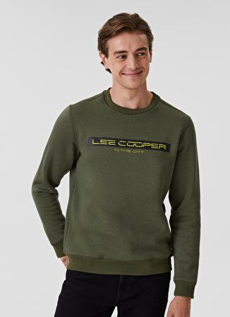 Lee Cooper O Yaka Regular Fit Baskılı Haki Erkek Şardonlu Sweatshirt 231 LCM 241022 REX