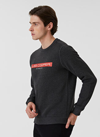 Lee Cooper O Yaka Regular Fit Baskılı Antrasit Melanj Erkek Şardonlu Sweatshirt 231 LCM 241022 REX